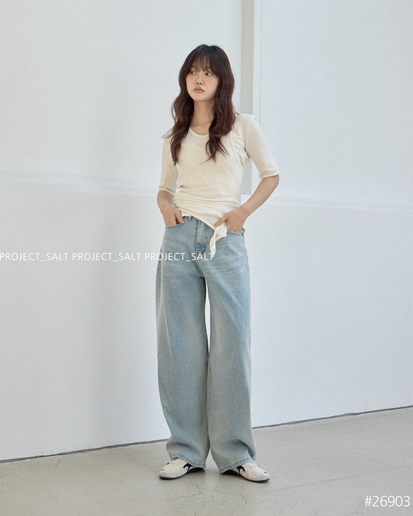 现货～PROJECT SALT韩国代购正品2026春装新款高腰宽松牛仔裤女
