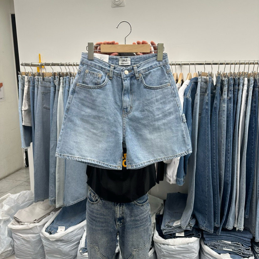 现货~PAI韩国正品小众设计师品牌26夏款系扣复古口袋牛仔短裤女
