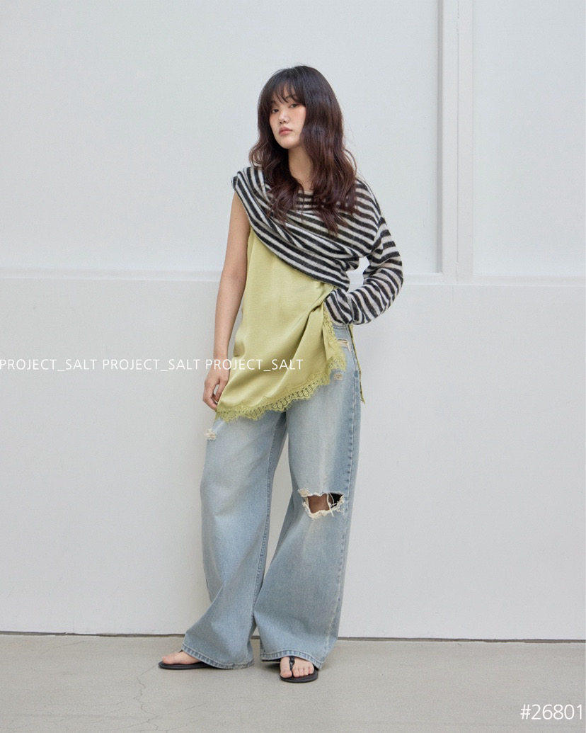 现货～PROJECT SALT韩国代购正品2026春装新款个性破洞牛仔裤女