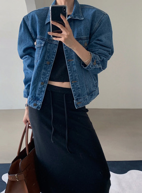 VERANDA韩国正品小众设计师品牌2025冬新款复古百搭休闲牛仔外套