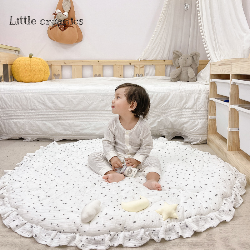 特价yagogo宝宝爬行垫双面豆豆绒游戏垫儿童圆形地垫可机洗