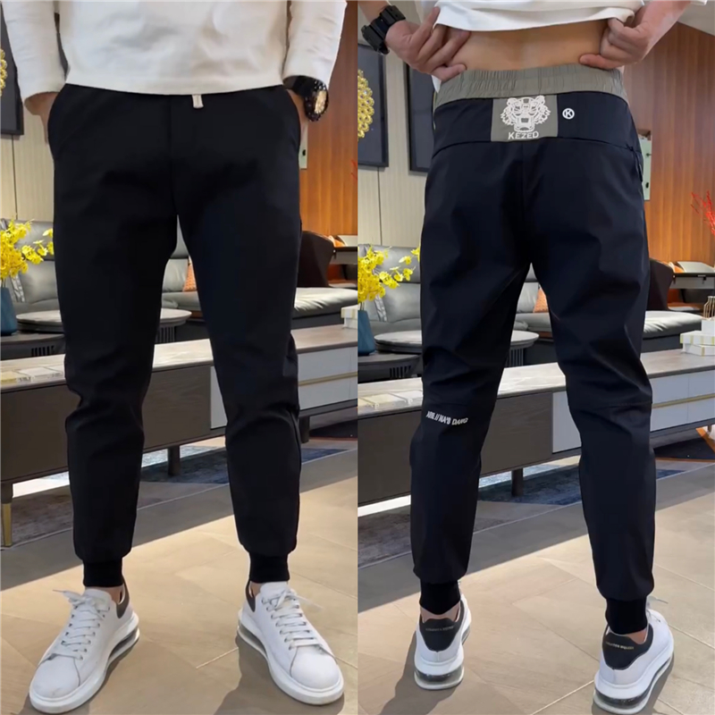 潮牌夏季新款拼色束脚休闲裤