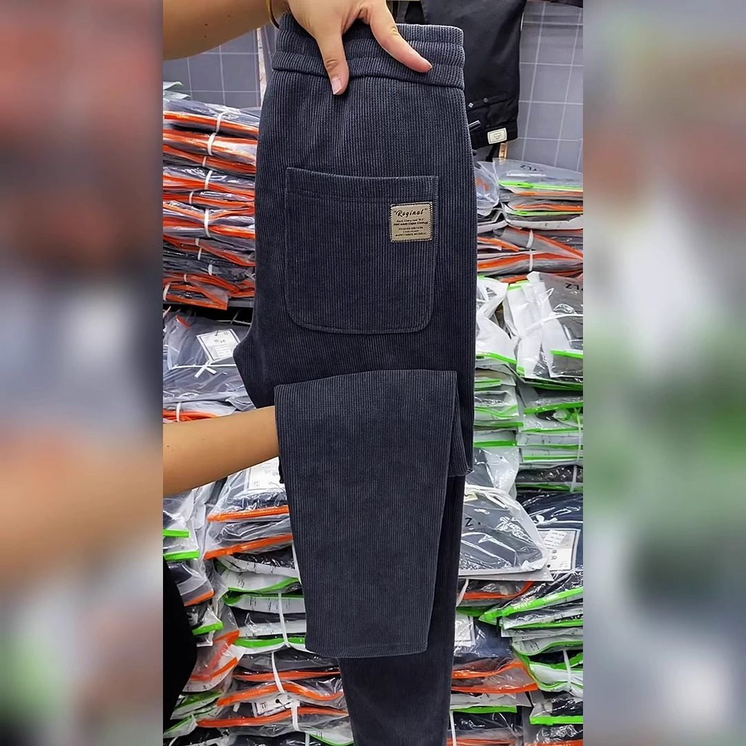 秋冬季新款潮流灯芯绒休闲裤男士帅气百搭哈伦裤加绒厚修身小脚裤,男装,休闲裤,淘宝优惠券,粉丝福利购,淘宝优惠卷