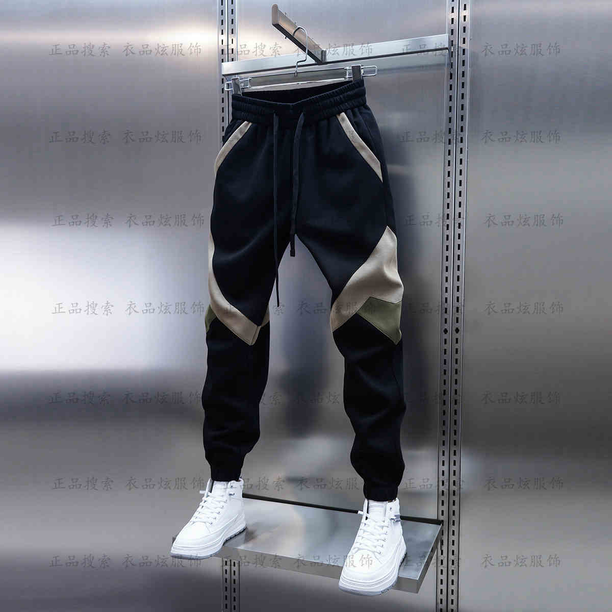 春秋季拼色加厚束脚休闲卫裤2024新款男士运动裤潮流时尚哈伦裤子