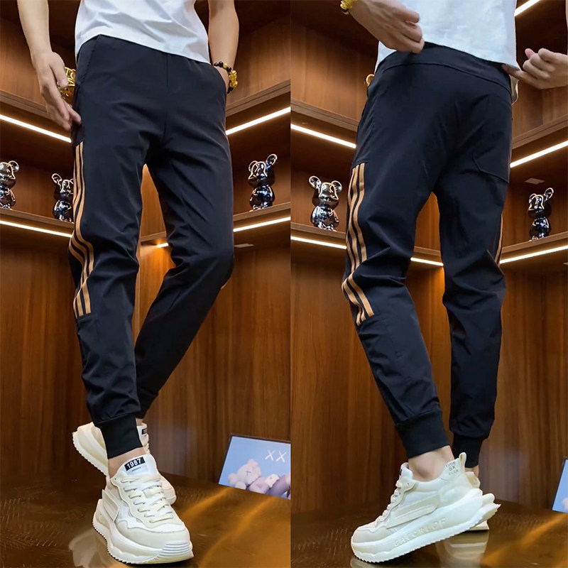 夏季新款百搭修身束脚卫裤男士休闲运动九分小脚裤痞帅潮流裤子男