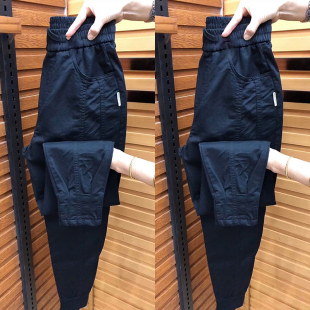 潮牌春秋季弹力修身小脚休闲裤子男士夏天新款百搭潮流束脚哈伦裤