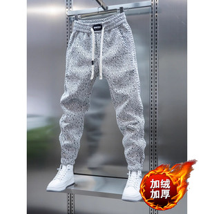束脚运动裤 秋冬季 高级感潮牌修身 男士 子抽绳哈伦百搭 加绒休闲卫裤