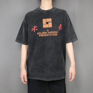 嘉禾电影短袖T恤Golden Harvest香港动作喜剧电影水洗做旧男女INS