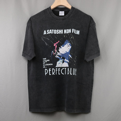 未麻的部屋 短袖T恤Perfect Blue金敏80S动漫日系复古水洗男女Tee