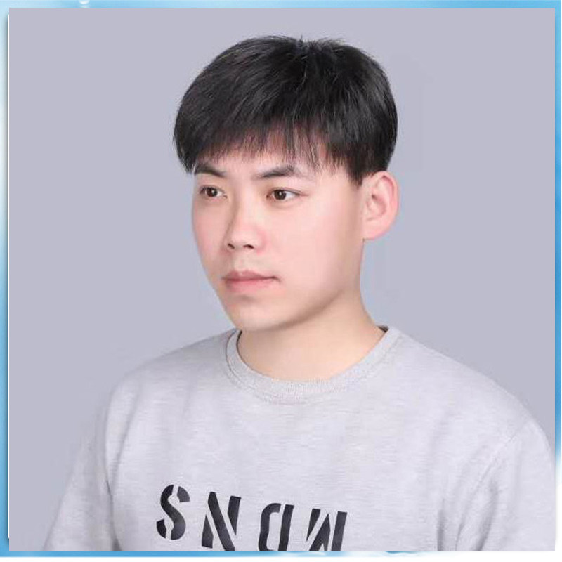 假发男士补发片真发m丝假发套头顶前额补发秃顶翻盖假发片男短发