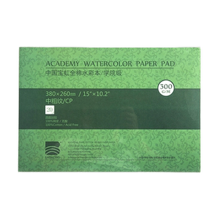 宝虹棉浆水彩纸水彩本300g中粗纹细纹四面封胶绘画本16k8k水彩画纸油画棒纸中国保定宝红美术生专用全棉画本