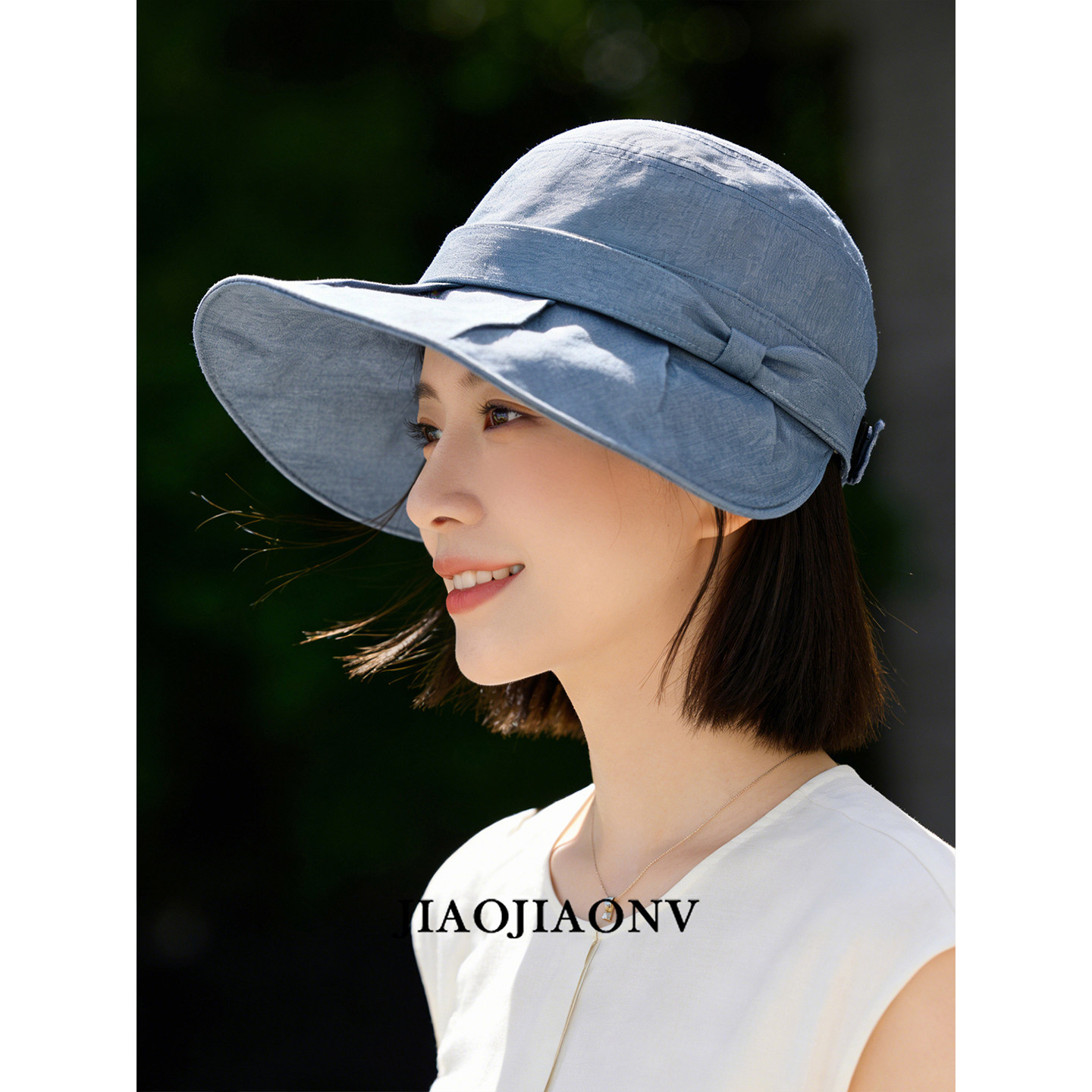 2026春夏新款防晒帽子女气质蓝色显脸小渔夫帽文艺休闲盆帽鸭舌帽