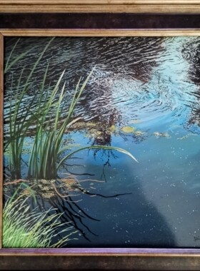 编号DBR-HJ-03 池塘日色 英国画家Michael学员油画原作