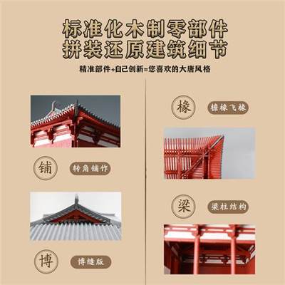 五台山南禅寺模型中国古建筑唐代大殿庙微缩木质拼装手工立体3DIY