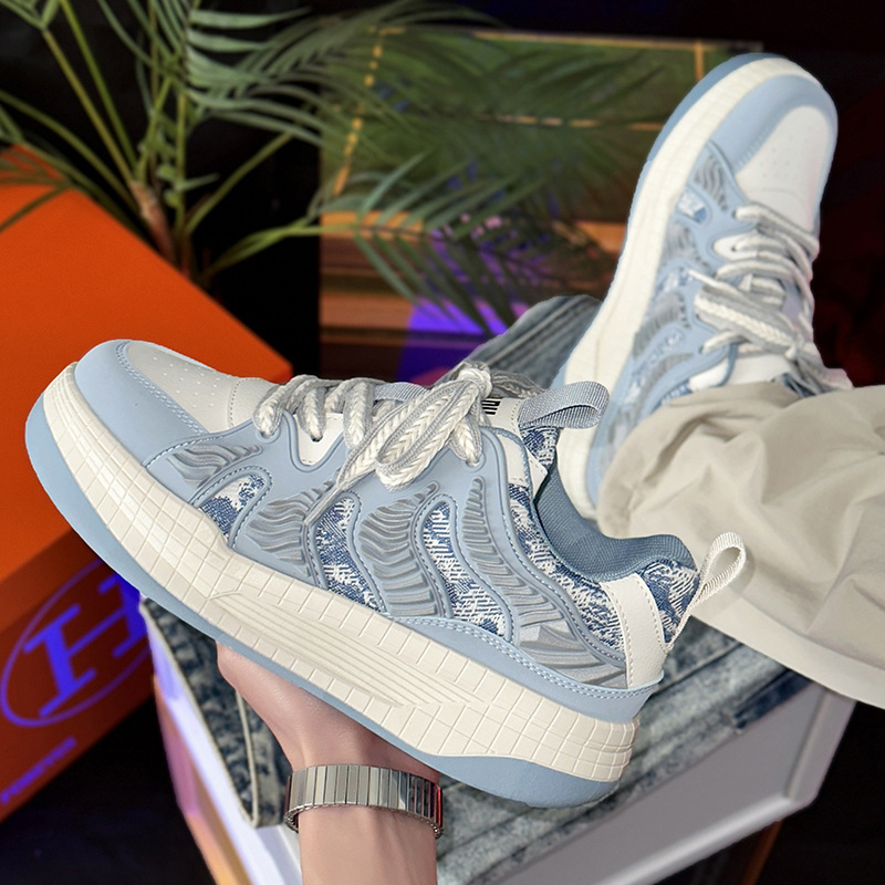 古雀文艺轻复古男鞋秋季新款青年板鞋透气老爹鞋橡胶底运动鞋2024