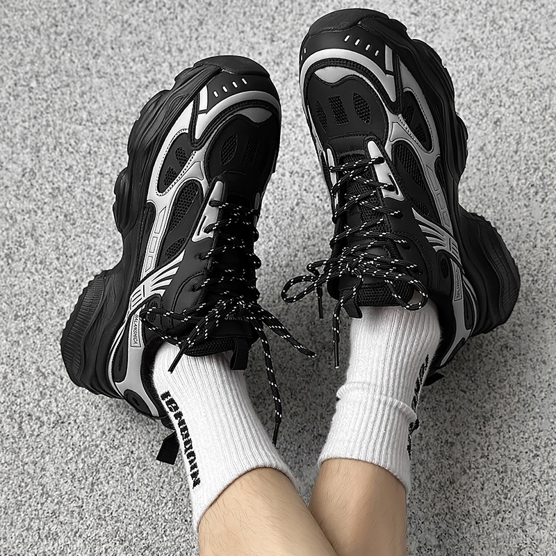 古雀文艺轻复古男鞋高街ins复古厚底老爹鞋夏情侣透气增高运动鞋