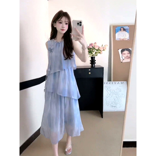 甜美修身 温柔风法式 新款 立体玫瑰不规则无袖 长裙 连衣裙女2025夏季