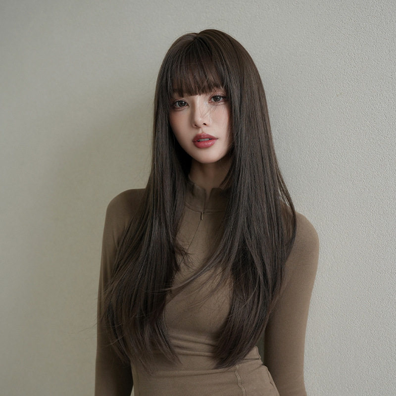 网红淑女齐刘海仿真长假发