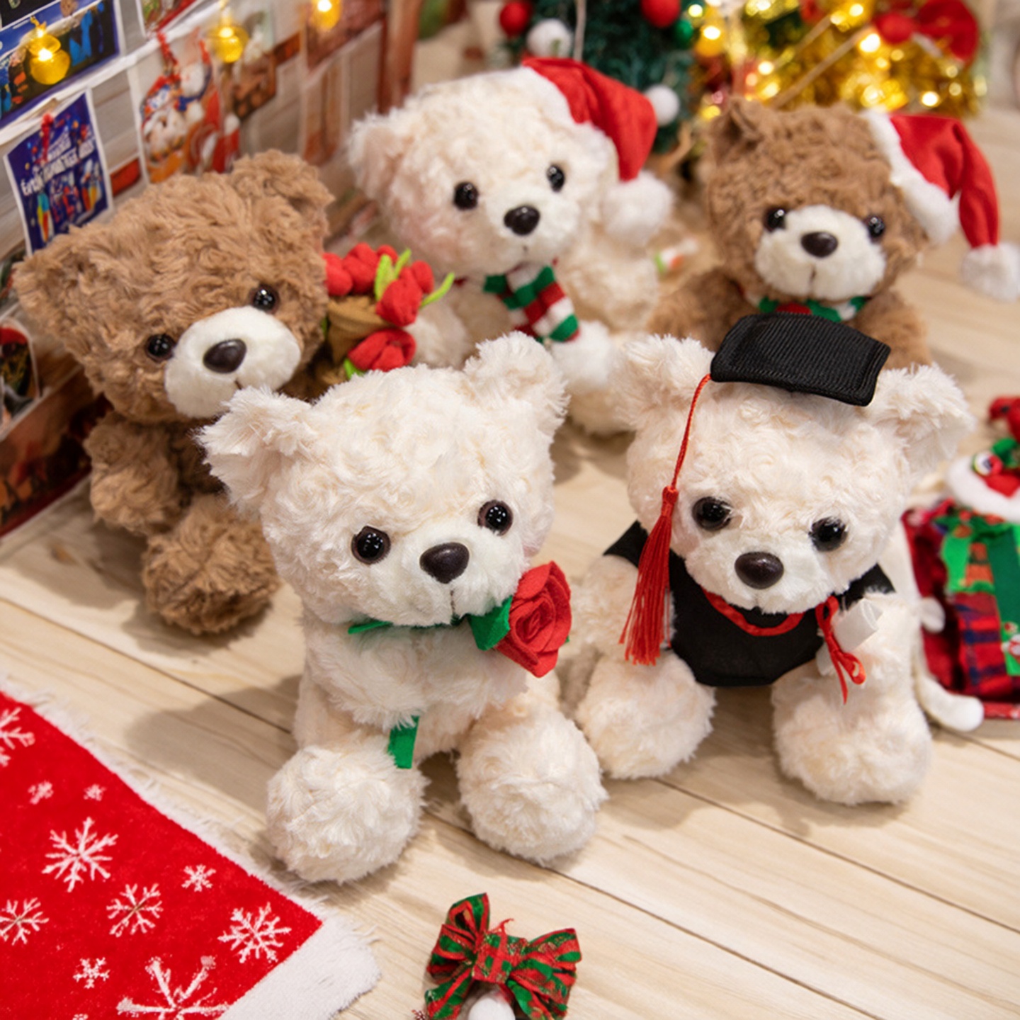 小熊玩偶毛绒玩具玫瑰花花情侣泰迪熊公仔圣诞节生日礼物送女朋友