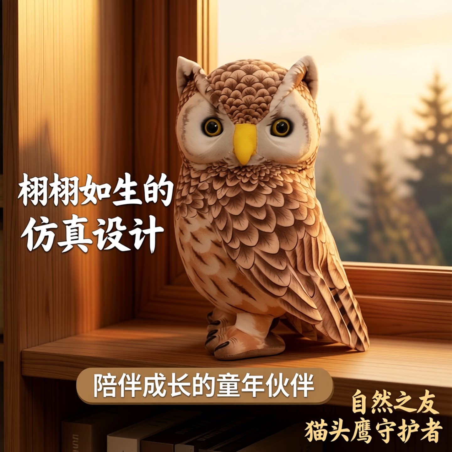 仿真猫头鹰玩偶毛绒玩具公仔动物鸟类模型纪念品摆件儿童生日礼物