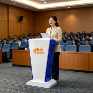 贵禾定制时尚讲台亚克力演讲台欧式接待台会议主持讲话桌高档讲台