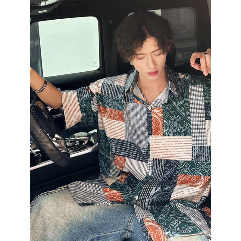 冰丝凉感短袖衬衫男夏季