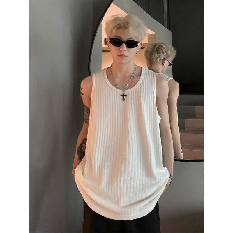 肌理感条纹背心男夏季潮牌