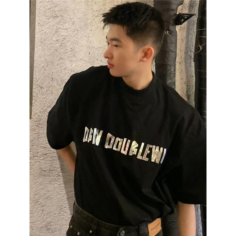 镭射反光字母印花垫肩