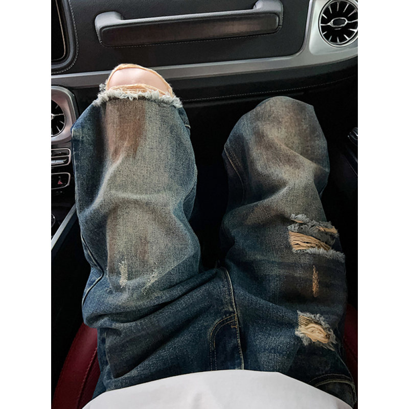 Cleanfit废土风泼墨牛仔裤