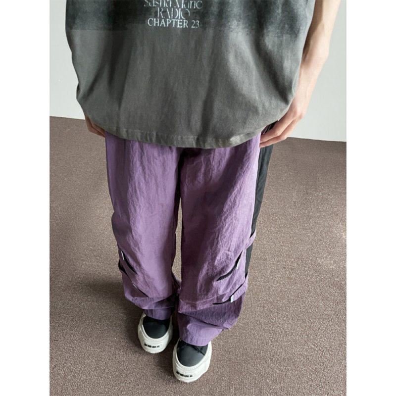 乌梅紫色美式工装长裤