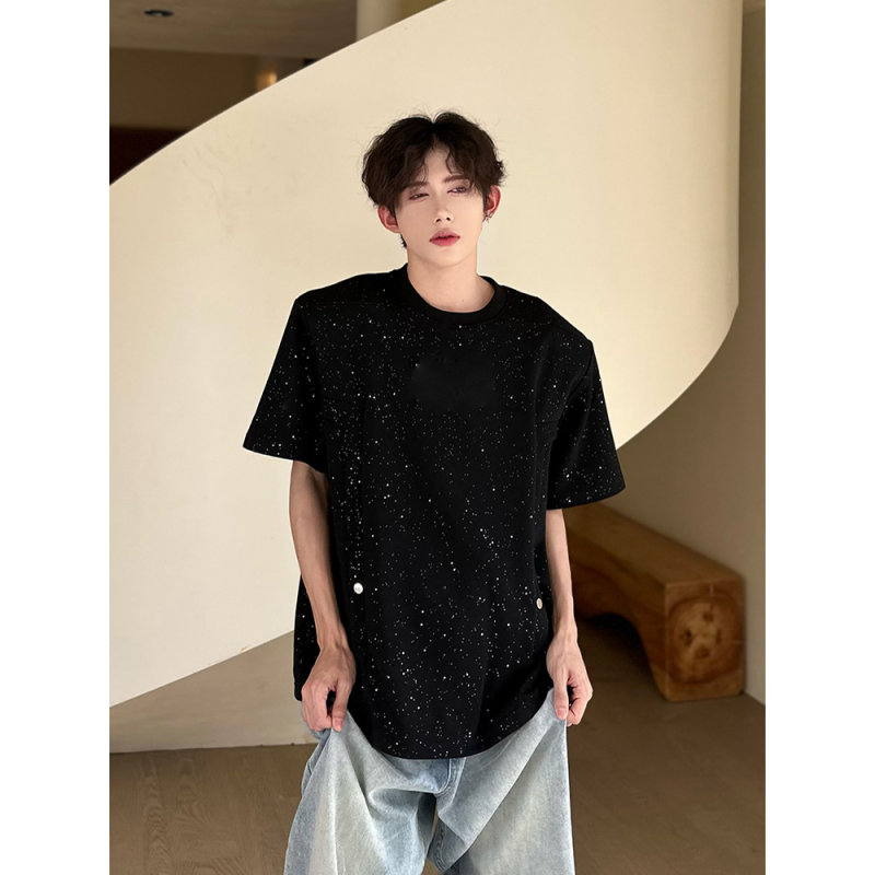 满天星亮片重磅短袖T恤男夏季