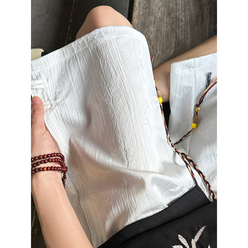 新中式国风冰丝提花休闲短裤