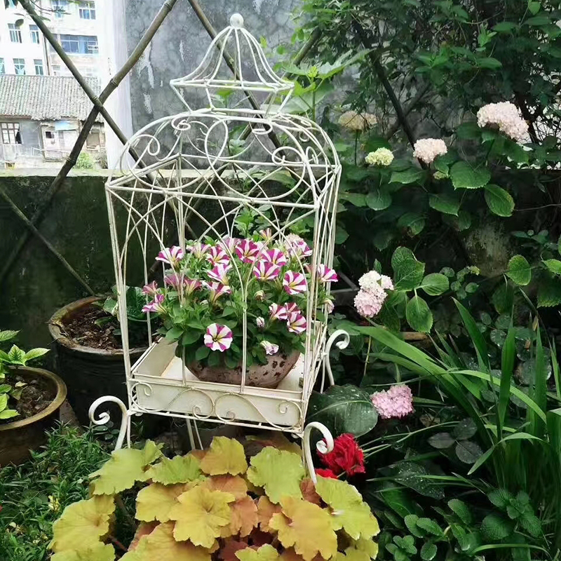 做旧欧式创意铁艺花架金属室内外卧室客厅书房户外落地家用阳台盆