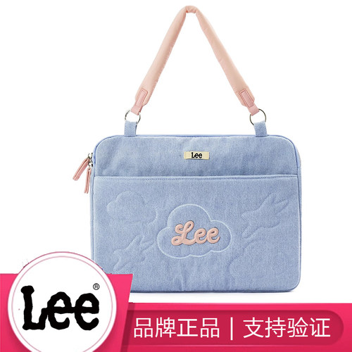 Lee女时尚电脑包单肩手提包云朵包防摔防震15寸格子笔记本包