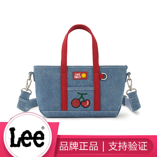 Lee可爱牛仔帆布小托特包大学生上课通勤包少女单肩斜挎包