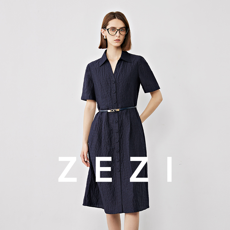 zezi桑蚕丝亚麻混纺连衣裙夏新款