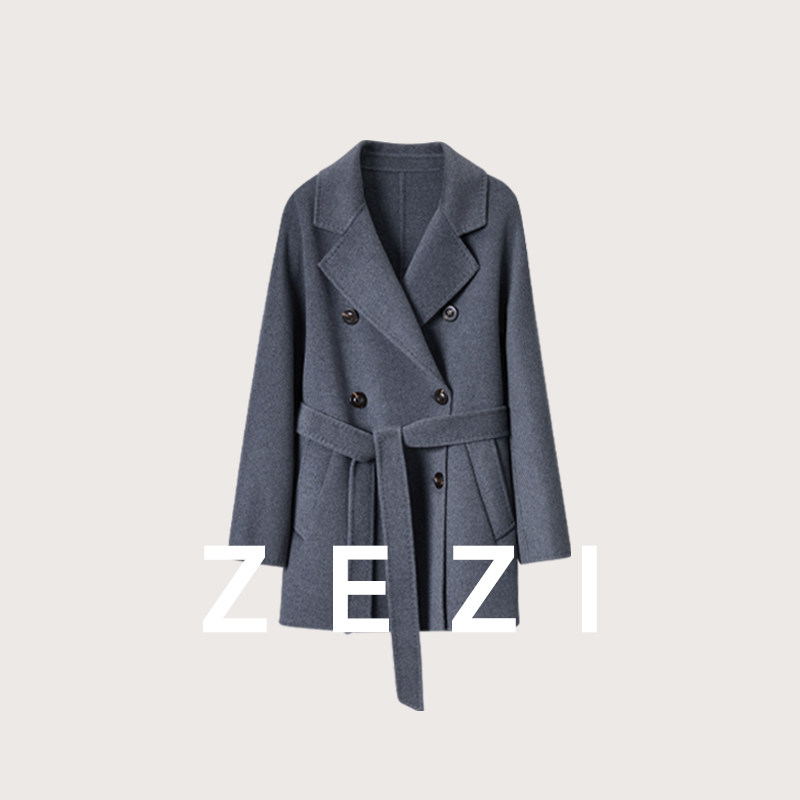 经典双排扣宽松羊毛大衣中长款女