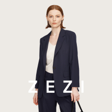zezi丝光羊毛女士职业正装西服商务通勤修身薄外套休闲西装套装女