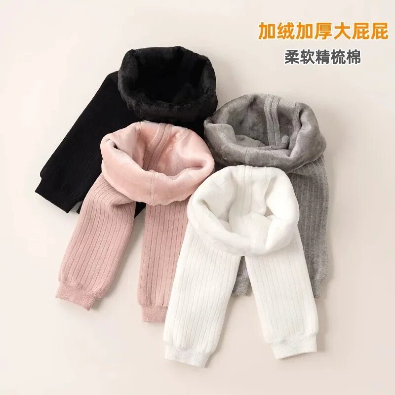 婴儿加绒大PP打底裤秋冬款男女宝宝加厚袜裤女童棉裤保暖不连袜子