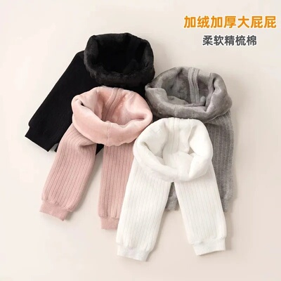 婴儿加绒大PP打底裤秋冬款男女宝宝加厚袜裤女童棉裤保暖不连袜子