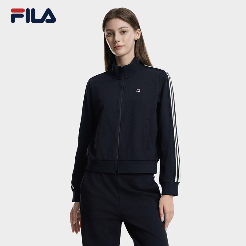 FILA 斐乐官方女士针织长袖外套26冬季新款日常百搭舒适立领上衣