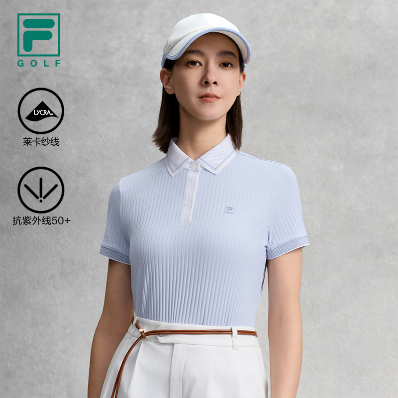 FILA 斐乐高尔夫官方女士短袖POLO衫2026秋季新款运动防晒上衣