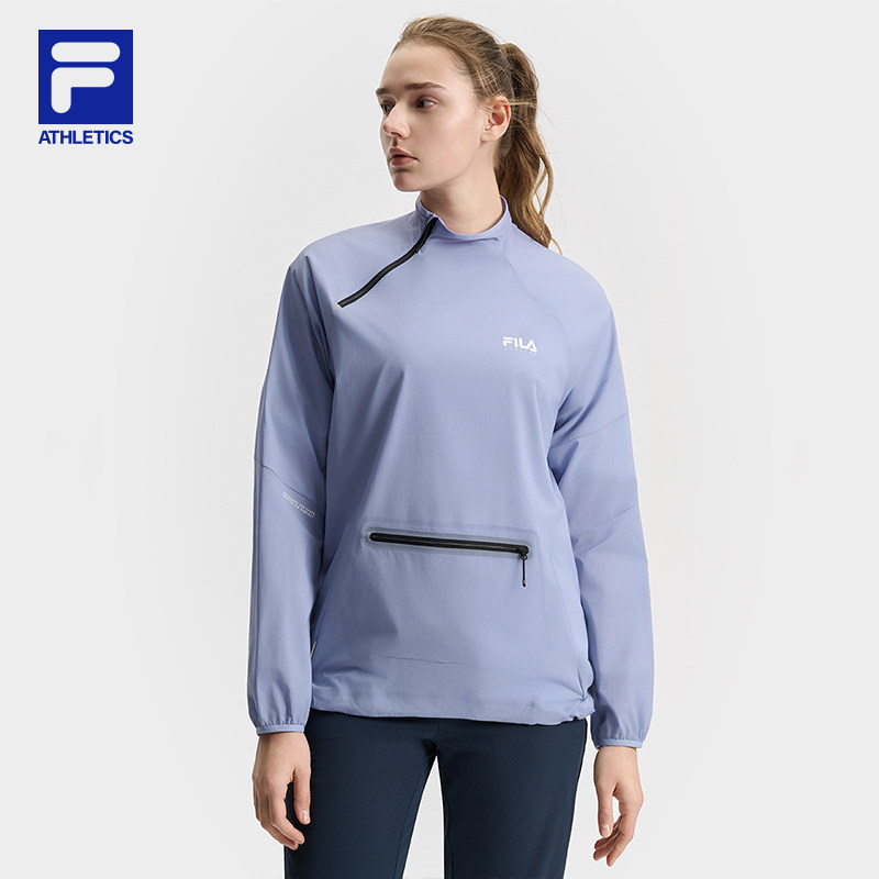 FILA 斐乐官方女士梭织上衣夏季防风骑行服简约休闲长T运动外套