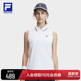 FILA 网球运动简约基础翻领上衣 斐乐官方女子针织背心2025夏新款