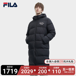 FILA 斐乐官方情侣款羽绒服2023冬新长款保暖外套加厚派克服男女