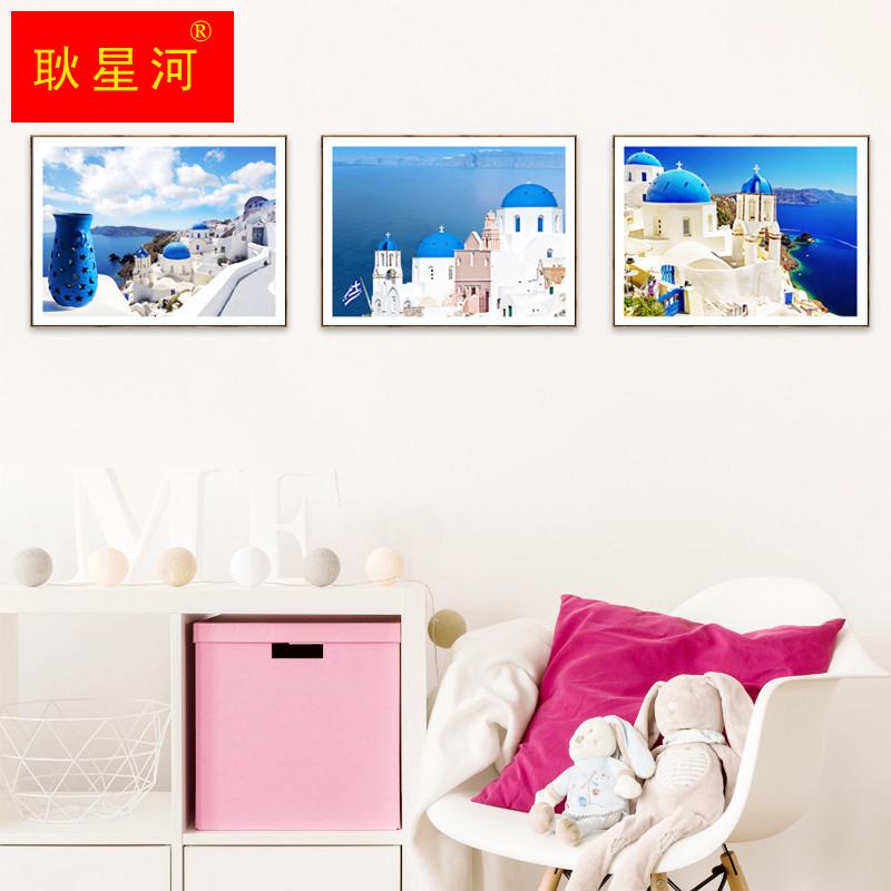 装饰画现代时尚挂画希腊建筑风景画地中海风格客厅餐厅壁画墙画图片