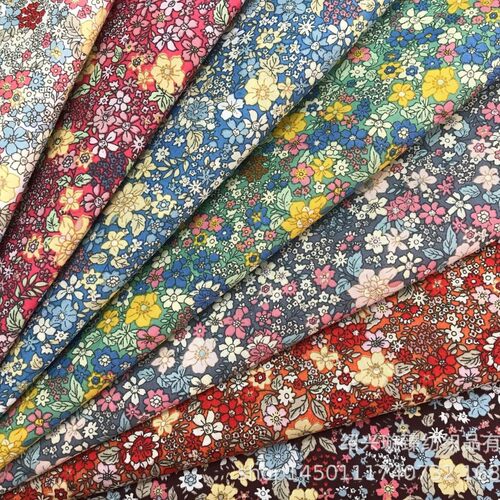 现货供应 全棉府绸 梭织印花布 服装衬衫裙子面料童装小碎花