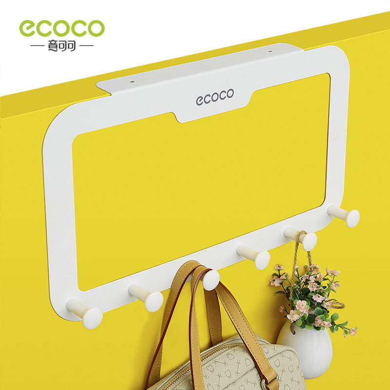 Ecoco意可可创意简约门后挂钩无痕免钉衣帽挂架门背式六连钩