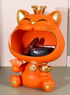 平安喜乐招猫简约现代家居摆件进门口玄关钥匙收纳乔迁开业礼物