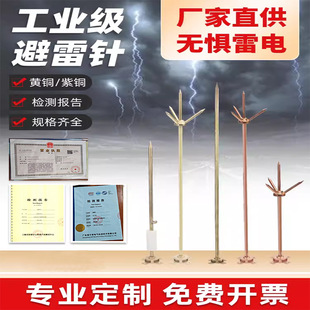 全铜避雷针黄铜紫铜三叉家用船用工程防雷别墅屋顶室外防雷器